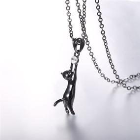 img 1 attached to 😺 U7 Rhinestone Cute Cat Necklace with Platinum/18K Gold Plated Chain: Smooth Collarbone Charm Necklace for Girls