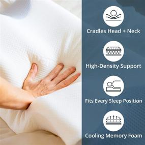 img 3 attached to 🌙 SUTERA - Dream Deep Memory Foam Pillow: A Cervical Solution for Neck Pain, Orthopedic Contour Pillow with Washable Cover - White