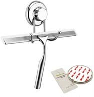 gecko-loc 🦎 bathroom squeegee with suction cup hook - rustproof stainless steel, glass, mirror, door cleaner + adhesive disk included logo