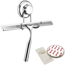 img 4 attached to Gecko-Loc 🦎 Bathroom Squeegee with Suction Cup Hook - Rustproof Stainless Steel, Glass, Mirror, Door Cleaner + Adhesive Disk Included