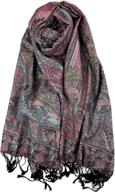 plum feathers metallic tapestry pashmina: premium women's accessories for scarves & wraps logo