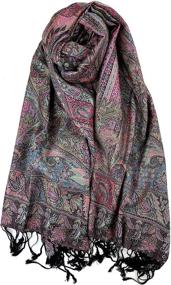 img 3 attached to Plum Feathers Metallic Tapestry Pashmina: Premium Women's Accessories for Scarves & Wraps