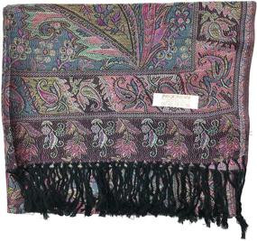 img 1 attached to Plum Feathers Metallic Tapestry Pashmina: Premium Women's Accessories for Scarves & Wraps