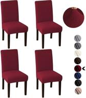 🪑 britimes red chair covers: waterproof spandex protectors for dining, kitchen, party, living room & more - set of 4 wine red covers logo