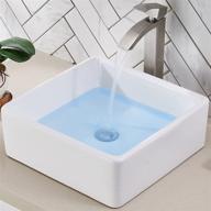 💧 friho 14.96-inch modern above counter square vessel vanity sink in white porcelain ceramic – lavatory bathroom vessel sink logo