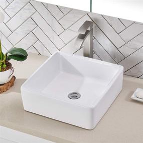 img 3 attached to 💧 Friho 14.96-inch Modern Above Counter Square Vessel Vanity Sink in White Porcelain Ceramic – Lavatory Bathroom Vessel Sink