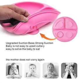 img 2 attached to BPA Free Baby Suction Plate with Self-Feeding Spoon Fork - Self-Training Utensil Set for Babies Toddlers, Pink