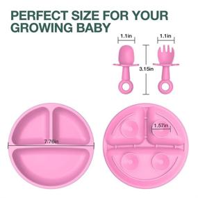 img 3 attached to BPA Free Baby Suction Plate with Self-Feeding Spoon Fork - Self-Training Utensil Set for Babies Toddlers, Pink