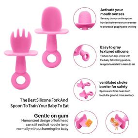 img 1 attached to BPA Free Baby Suction Plate with Self-Feeding Spoon Fork - Self-Training Utensil Set for Babies Toddlers, Pink
