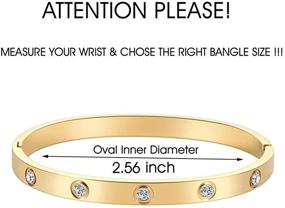 img 3 attached to MDRONEY Oval Love Bracelet Bangle Friendship Jewelry Gifts for Women Teen Girls Stainless Steel Hinged Bracelet with Cubic Zirconia Stones, Gold/Rose Gold/Silver Options