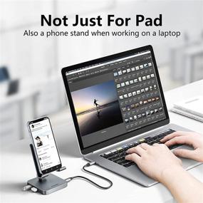 img 1 attached to 🔌 BYEASY iPad Pro USB C Hub with Stand - 7 in 1 USB-C Docking Station featuring 4K 30HZ HDMI, 3.5mm Audio Jack, 60W PD Charging, 2 x USB 3.0, SD/TF Card Reader - Compatible with iPad Pro 2021-2018 and MacBook Pro 2017-2019