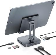 🔌 byeasy ipad pro usb c hub with stand - 7 in 1 usb-c docking station featuring 4k 30hz hdmi, 3.5mm audio jack, 60w pd charging, 2 x usb 3.0, sd/tf card reader - compatible with ipad pro 2021-2018 and macbook pro 2017-2019 logo