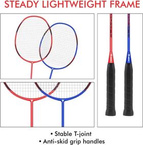 img 1 attached to Set of 4 Badminton Rackets with 4 Nylon Shuttlecocks, 2 Carrying Bags - Light Carbon Fiber, Ideal for Outdoor Backyard Games. Suitable for Beginners and Advanced Players - for Adults and Kids