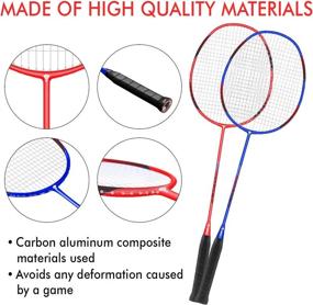 img 2 attached to Set of 4 Badminton Rackets with 4 Nylon Shuttlecocks, 2 Carrying Bags - Light Carbon Fiber, Ideal for Outdoor Backyard Games. Suitable for Beginners and Advanced Players - for Adults and Kids