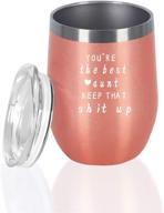 🍷 best aunt wine tumbler - perfect gifts for aunts on birthday or christmas, women's auntie gifts - 12 oz insulated stainless steel wine tumbler with lid and straw logo