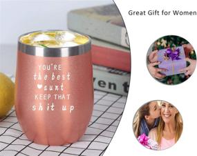 img 1 attached to 🍷 Best Aunt Wine Tumbler - Perfect Gifts for Aunts on Birthday or Christmas, Women's Auntie Gifts - 12 Oz Insulated Stainless Steel Wine Tumbler with Lid and Straw