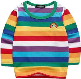 img 4 attached to 🌈 Sooxiwood Little Boys T-Shirt: Vibrant Rainbow Striped O-Neck Shirt for Halloween