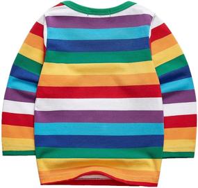 img 3 attached to 🌈 Sooxiwood Little Boys T-Shirt: Vibrant Rainbow Striped O-Neck Shirt for Halloween