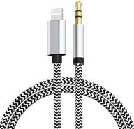 apple mfi certified iphone aux cord for car stereo, lightning to 3.5mm nylon braided audio cable - compatible with iphone 12/12 pro/11/xs/xr/x 8 7, ipad, ipod - for speaker, home stereo, headphone (3.3ft/1m) logo