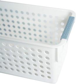 img 2 attached to 📦 Honla Slim Plastic Storage Baskets Bins Organizer with Gray Handles - Set of 3, White - Enhanced SEO