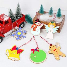 img 2 attached to 🎄 OurWarm 48pcs Wooden Christmas Ornaments: Unfinished Wood Slices for DIY Crafts & Decorations, 6 Styles