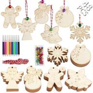 🎄 ourwarm 48pcs wooden christmas ornaments: unfinished wood slices for diy crafts & decorations, 6 styles logo