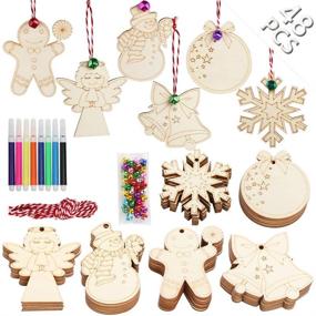 img 4 attached to 🎄 OurWarm 48pcs Wooden Christmas Ornaments: Unfinished Wood Slices for DIY Crafts & Decorations, 6 Styles