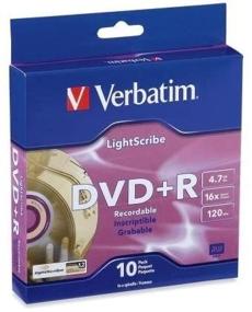 img 3 attached to Verbatim LightScribe 10pk DVD+R Blank Media: Laser Etch Prints Direct to Disc (95116) - 4.7GB/120min