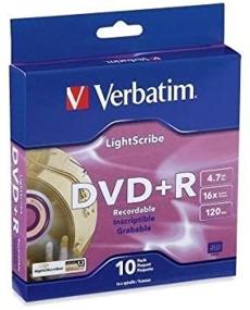 img 1 attached to Verbatim LightScribe 10pk DVD+R Blank Media: Laser Etch Prints Direct to Disc (95116) - 4.7GB/120min