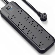 💡 vintar power strip surge protector with dual surge protection - 4800 joules, 12 ac outlets, 1875w output, 6ft long extension cord, flat plug - etl listed, black - ideal for home and office use logo