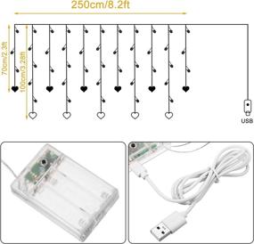 img 1 attached to 🌟 Enhance Your Space with 138 LED Heart-Shaped Curtain Lights: Battery or USB Operated for weddings, bedrooms, homes, patios & gardens - 8 Flashing Modes!