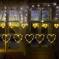 🌟 enhance your space with 138 led heart-shaped curtain lights: battery or usb operated for weddings, bedrooms, homes, patios & gardens - 8 flashing modes! логотип