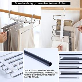 img 2 attached to 👖 Efficient Space-Saver: 2 Pack Adjustable 5 in 1 Pants Hangers for Wardrobe Organization and Storage - White