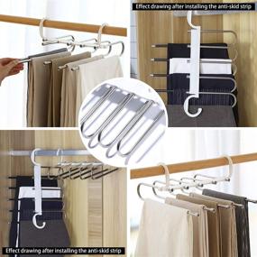 img 1 attached to 👖 Efficient Space-Saver: 2 Pack Adjustable 5 in 1 Pants Hangers for Wardrobe Organization and Storage - White