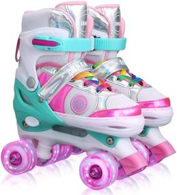 img 4 attached to 🌟 Beginner Kids Adjustable Roller Skates for Girls and Boys with All 8 Illuminating Wheels