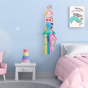 img 1 attached to 🧜 Beinou Mermaid Hair Bow Holder Organizer for Girls: Colorful Yarn Tassels, Headband & Hair Clip Storage, Mermaid Party & Home Decor