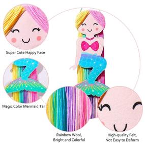 img 2 attached to 🧜 Beinou Mermaid Hair Bow Holder Organizer for Girls: Colorful Yarn Tassels, Headband & Hair Clip Storage, Mermaid Party & Home Decor