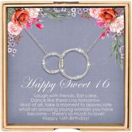 wishmiss sweet 16 gifts: 925 sterling silver two circle interlocking for 16 year old girls (white gold) logo