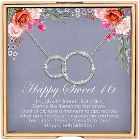 img 4 attached to WISHMISS Sweet 16 Gifts: 925 Sterling Silver Two Circle Interlocking for 16 Year Old Girls (white gold)