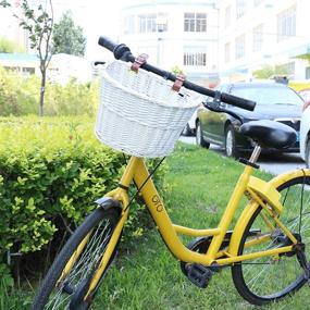 img 2 attached to 🚲 MEIEM Front Handlebar Wicker Bike Basket: Stylish and Sturdy Cargo Carrier with Leather Straps