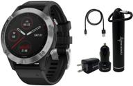 🏃 garmin fenix 6 премиум мультиспортивные gps-часы с измерением уровня кислорода в крови - полный комплект с power pack от wearable4u (стандартный/серебристый с черным ремешком) логотип