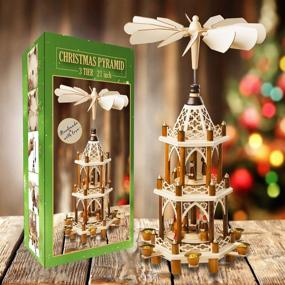 img 2 attached to Authentic German Christmas Decoration Pyramid - Wood Nativity Scene Set - 21 Inches - Exquisite Tabletop Holiday Decor - 3-Tier Carousel with 6 Candle Holders - German Design
