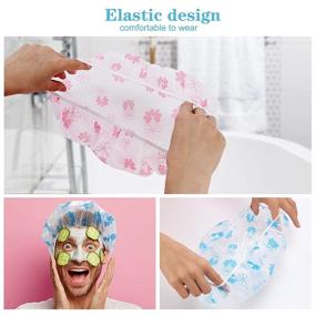 img 1 attached to 🚿 10-Pack Reusable Waterproof Shower Cap - Elastic Bathing Hair Cap for Salon, Spa, Home, Hotel, and Travel - EVA Plastic Hair Cap for Men and Women