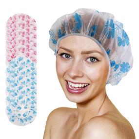 img 4 attached to 🚿 10-Pack Reusable Waterproof Shower Cap - Elastic Bathing Hair Cap for Salon, Spa, Home, Hotel, and Travel - EVA Plastic Hair Cap for Men and Women