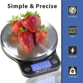 img 3 attached to 🍽️ INEVIFIT Digital Kitchen Scale: Accurate Multifunction Food Scale for Precise Measurements up to 13 lbs/6kgs, Sleek Modern Black Design with Premium Stainless Steel and Includes Batteries