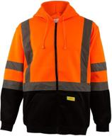 🧥 hi-viz workwear h9011 men's ansi class 3 high visibility sweatshirt, full zip hooded, black bottom (size 2xl), new york логотип