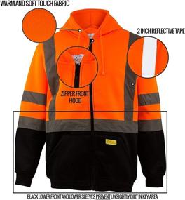 img 2 attached to 🧥 Hi-Viz Workwear H9011 Men's ANSI Class 3 High Visibility Sweatshirt, Full Zip Hooded, Black Bottom (Size 2XL), New York