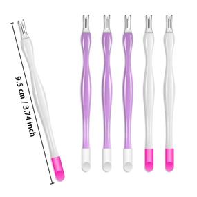 img 1 attached to Набор для удаления кутикулы Allstarry Nail Cuticle Trimmer Remover - пластиковая рукоятка, пушер для кутикулы, резиновый чистящий инструмент для ногтей -🌟двусторонний нож для удаления мертвой кожи и вилка для удаления кутикулы - инструменты для девочек, женщин и мужчин - фиолетовый и белый.