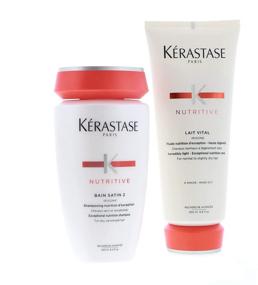 img 1 attached to Kerastase Nutritive Bain Satin 2 Shampoo 8.5 Oz & Lait Vital Conditioner 6.8 Oz Set