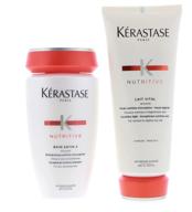 kerastase nutritive bain satin 2 shampoo 8.5 oz & lait vital conditioner 6.8 oz set logo